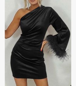 Long Sleeve Velvet Dress One Shoulder Mini Bodycon