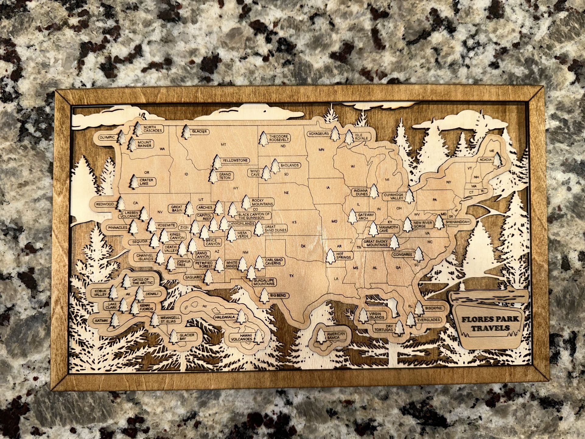 National Parks Travel Map - Shelf Decor - Gift from Family - USA Travel Map - Anniversary Gift - Gift for Hikers - Grand Canyon - Outdoors