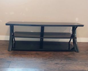 Black Glass 3-Tier TV Stand / Media Console, Modern Style