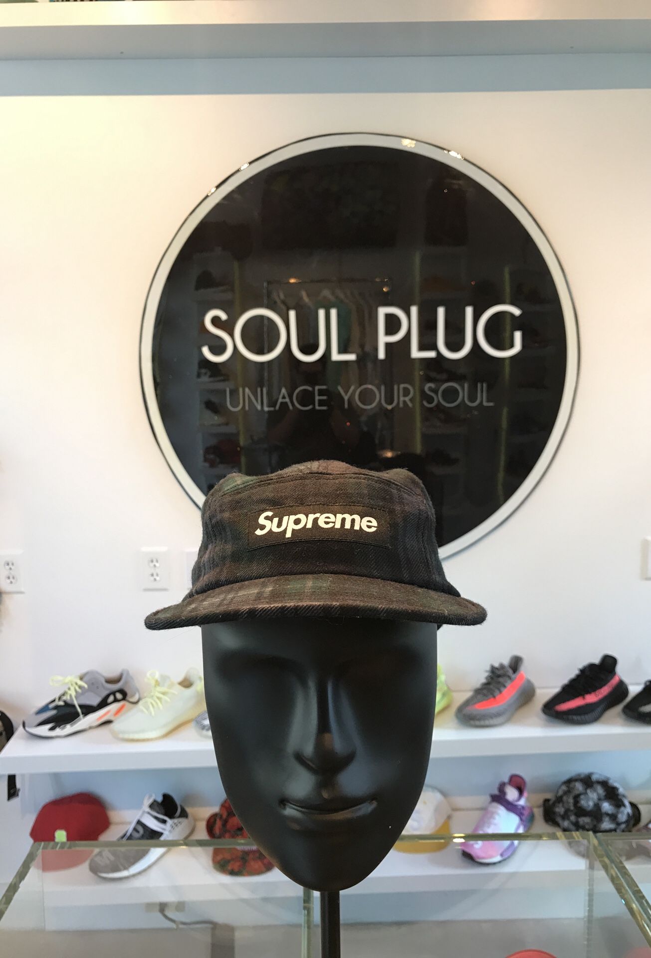Supreme X Plaid Camp Hat Black