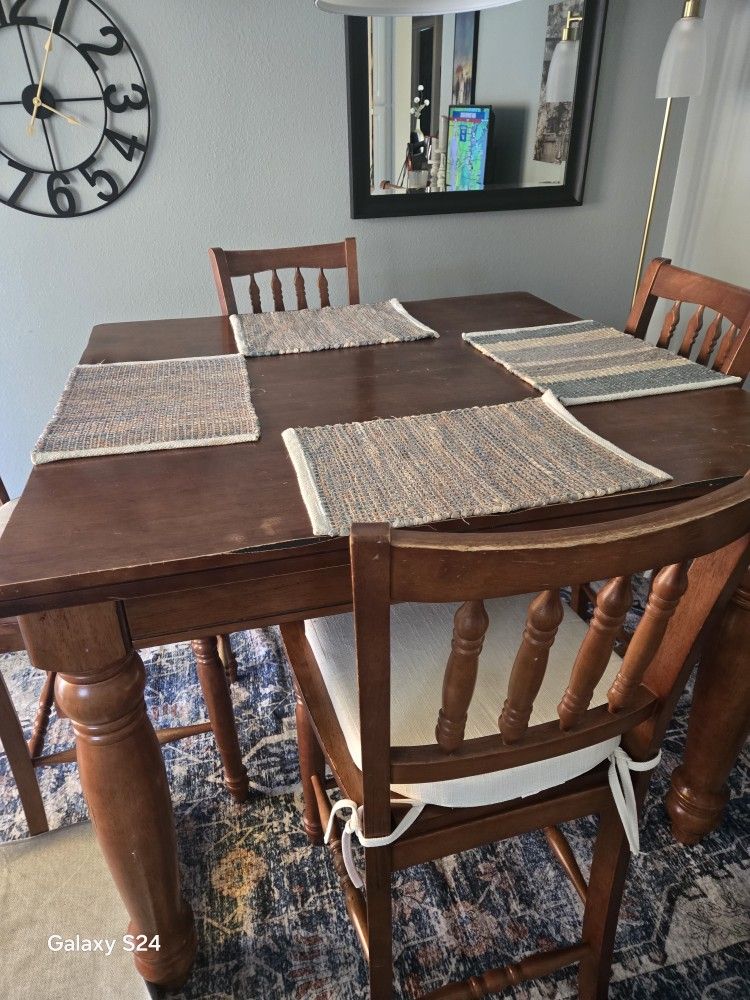 Solid Wood Gathering Table Four Chairs