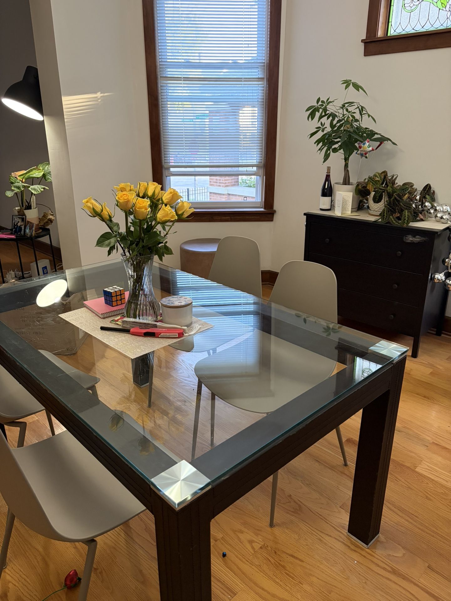 Glass Top Dining Table And 4 Chairs