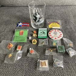 McDonald’s Vintage Pin Lot And Glass