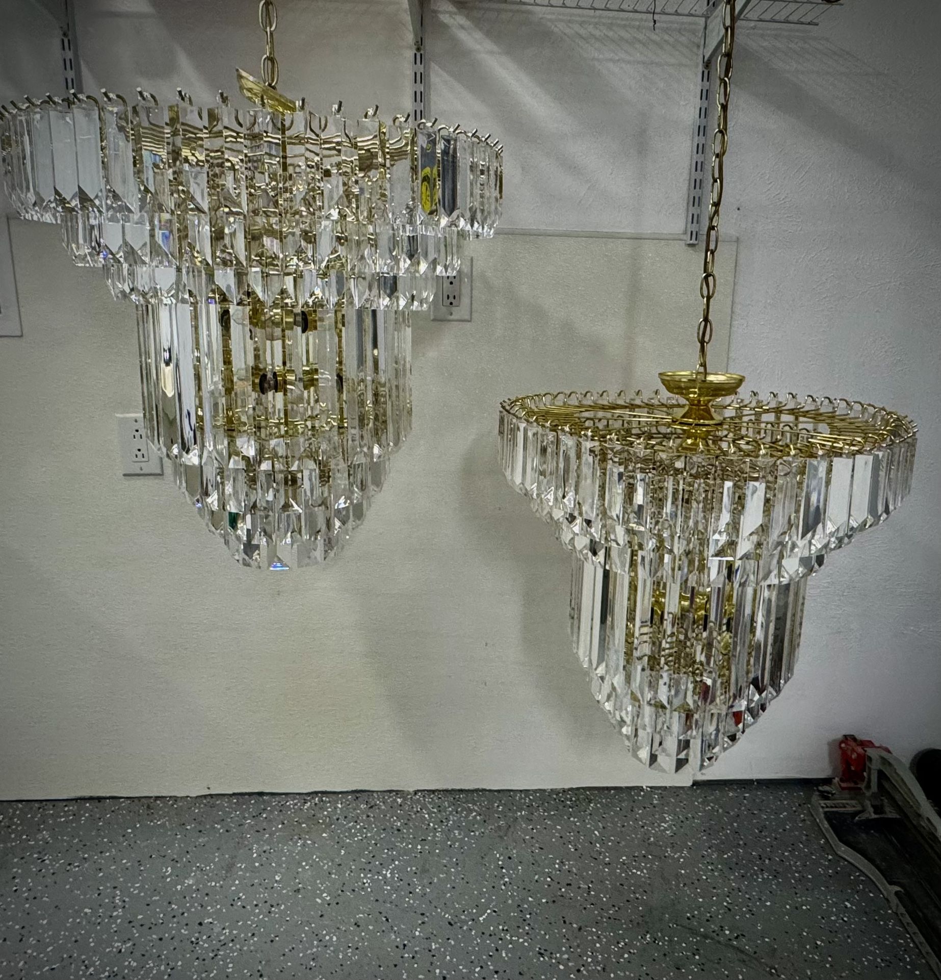 2 Absolutely beautiful , Mid Century Lucite Prism chandeliers 15 bulbs