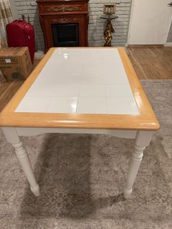 Tile Top Dining Table with Turned Legs