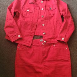 Torrid Red Denim Jacket and Skirt Set Size 2X (18/20) NWOT