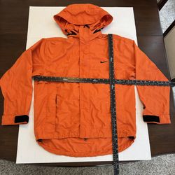 Nike Climafit Windbreaker Hideaway Hoodie Collar Full Zip & Hook And Loop Orange $25