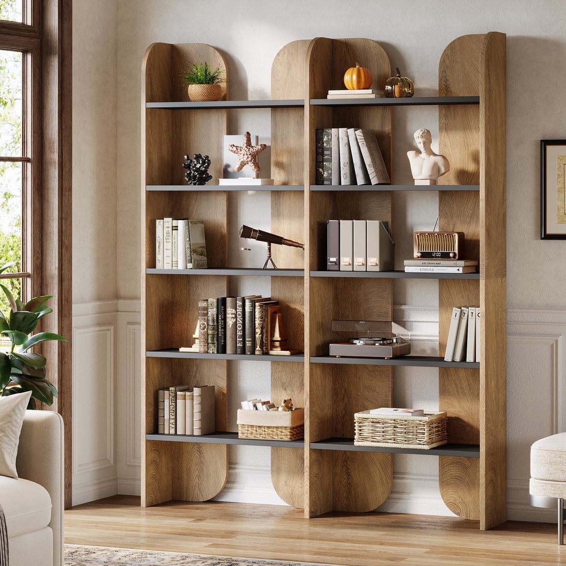 70.8" Bookshelf, 5-Tier Bookcase with Open Display Shelves