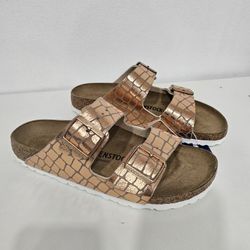 Birkenstock Arizona Sandals Women's Metallic Gator Pattern Boho Golf Buckle Size 39 