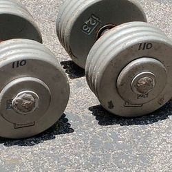 PAIR  OF  PRO STYLE  110 LBS.  (PLATED)  DUMBBELLS
   