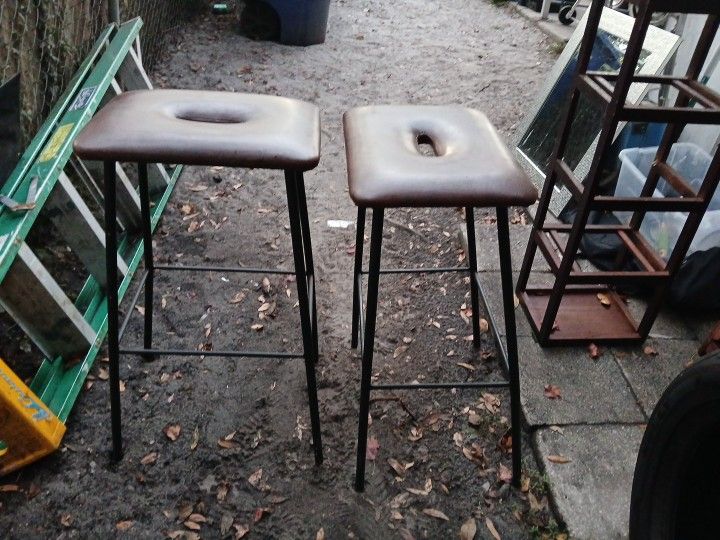 2 Leather Top Stools