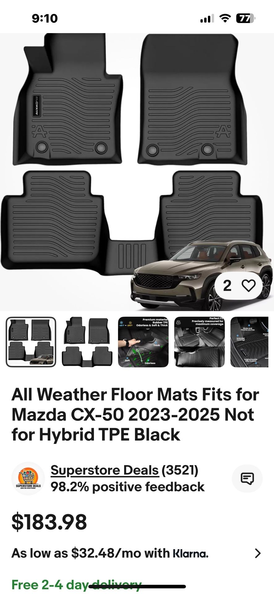 Mazda CX-50 Mat Set, 23-25’ (complete). NEW