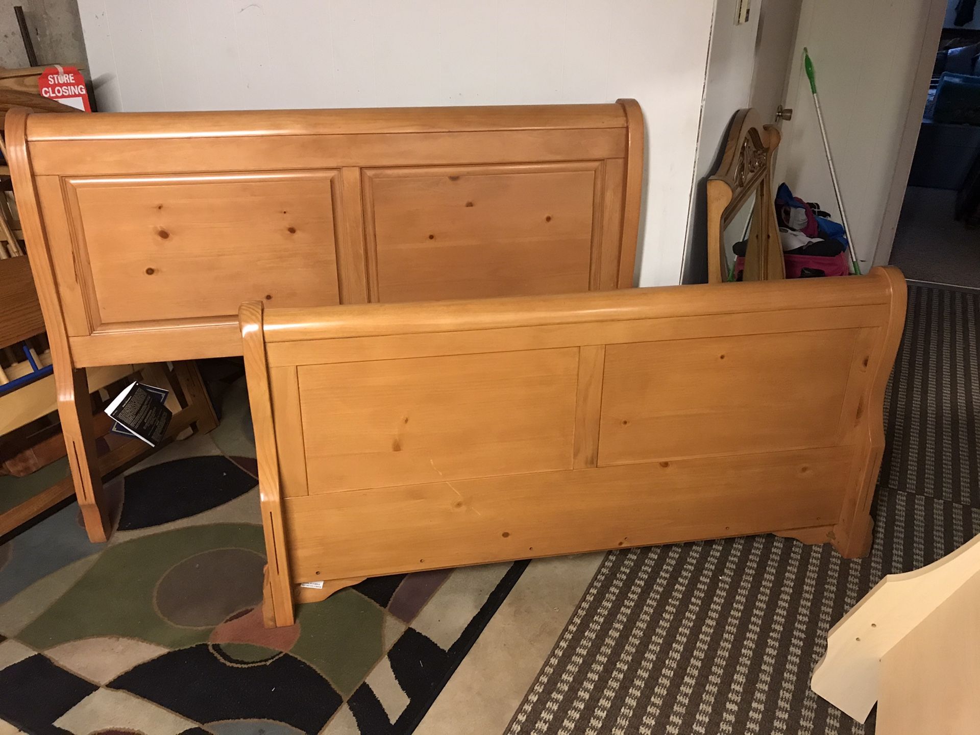 Brand new wood matching queen headboard and footboard sleigh bed frame