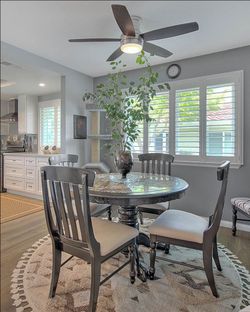Solid Wood Dining Table with Granite inlay, Clawfoot Pedestal and 6 Chairs