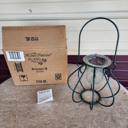 VINTAGE NEW HOME INTERIORS  Hanging Metal Cage Lantern Candle Holder  13" Tall