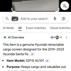Hyundai Santa Fe 2019-2020 Cargo Screen - Cargo Mobis USA No: S2F15-AU000 NNB