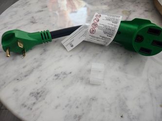 30 Amp to 50 Amp RV Adapter Cord 12 Inch
NEMA TT-30P to NEMA 14-50R Electrical Power Adapter with LED Power Indicator, 12 Inch, Green