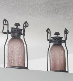 2 -Antique Glass lanterns (for candles use)