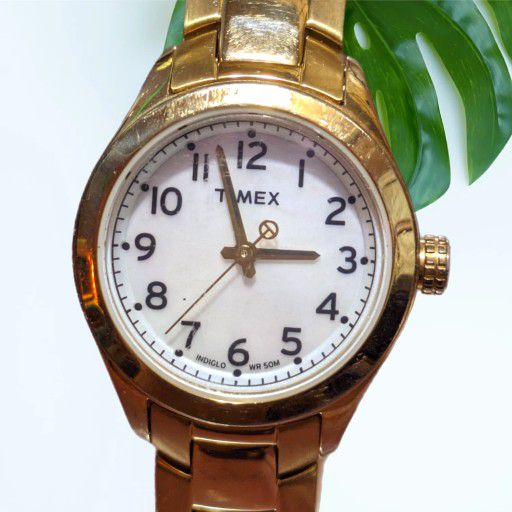 Timex Lady's Shiney Gold Steel Indiglo
