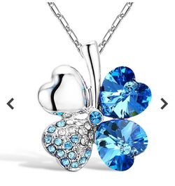 18k overlay Blue Topaz CZ pendant necklace
