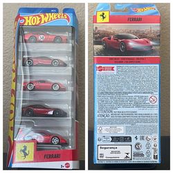 Hot Wheels Mainline 5 Pack FERRARI Car mix