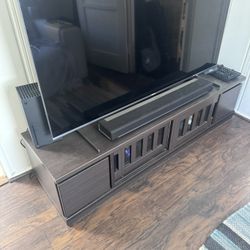 Wood Media Stand With Storage 