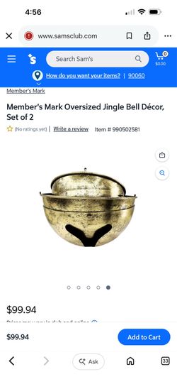 SAMS CLUB OVERSIZE JINGLE BELLS DECOR