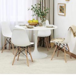Dining Chairs Modern Side Shell Eiffel DSW Chairs with Beech Wood Legs and Metal Wires for Dining Room Living Room Bedroom Kitchen Lounge Reception, S
