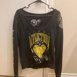 Affliction Distressed Sweatshirt 