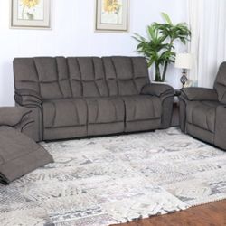 SOFA AND LOVESEATS IN SOFT MATERIALS! RECLINING AND COZY! DELIVERY TODAY! ZERO DOWN! NO CREDIT NEEDED! 
