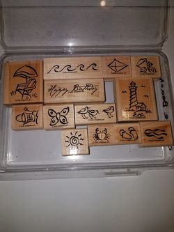 On the beach rubber stamp set