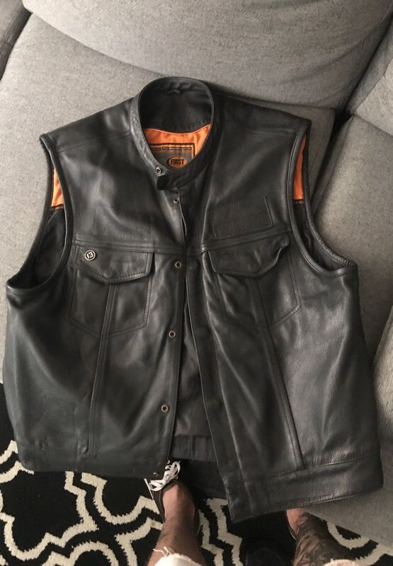 Leather motorcycle vest “club style”