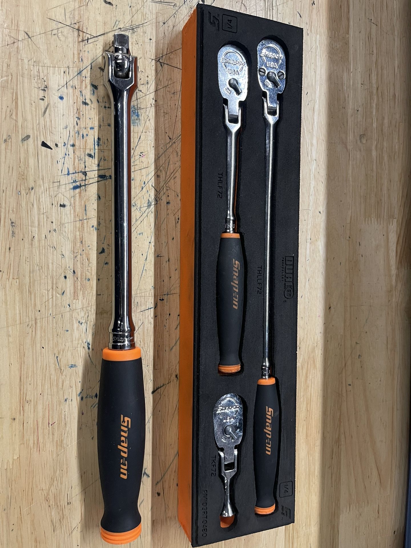 3 pc 1/4" Drive Dual 80® Technology Soft Grip Flex-Head Ratchet Set