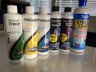 Seachem products, Aquarian products and API stress coat