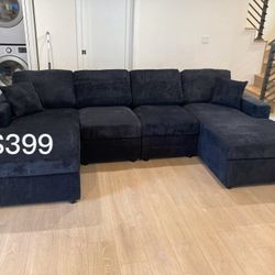 Gorgeous‼️ On Sale‼️ U-Shaped Black Corduroy Sectional Sofa