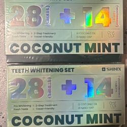 2 brand‑new, never opened boxes of SHINIX Teeth Whitening Sets – Coconut Mint flavor.