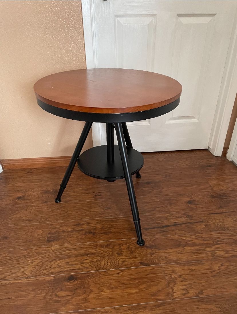 Round Bar Table, 33" Tall Pub Table, Cocktail Table with Metal Legs, Counter Table Height Adjustable, Bar Height Table Side Table End Table for Living