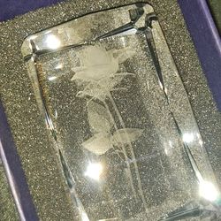iceberg glass with rose etched inside 