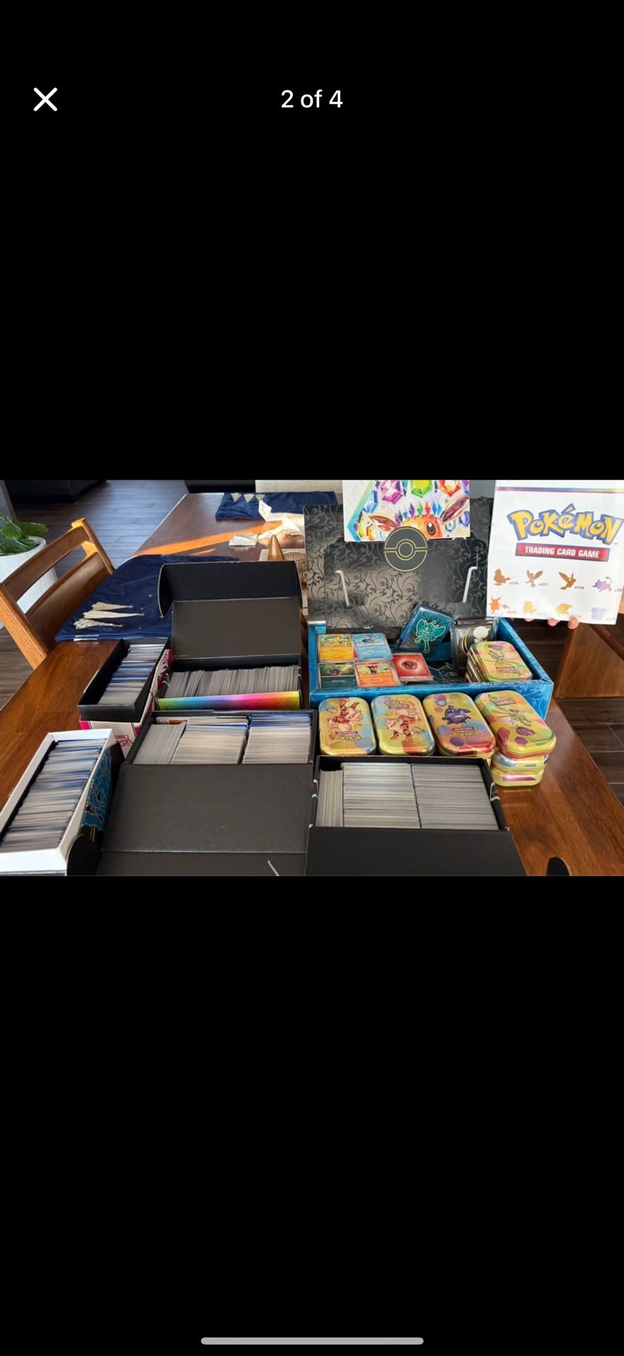  Pokémon Bulk Lot – Cards, Tins, Sleeves & Storage Boxes