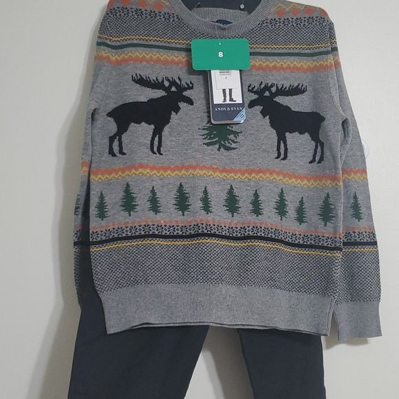 Andy &amp; Evan 2 pc kids holiday sweater set
