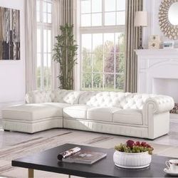 GENUINE LEATHER CHAISE SECTIONAL 
