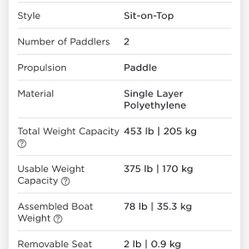 Barely Used 2 Person Sit On Top Kayak