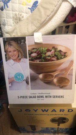 Coban Rubberwood 3 piece salad Bowl with servers