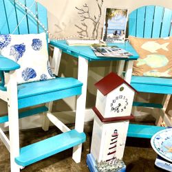 BEAUTIFUL ADIRONDACK BAR HEIGHT CHAIRS WITH TABLE / AMISH MADE / NEW 