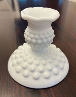 Fenton Milk Glass Hobnail Candlestick Holder