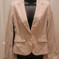 NWT New York & Company Beige Pinstripe Blazer Suit Jacket  - Size 2