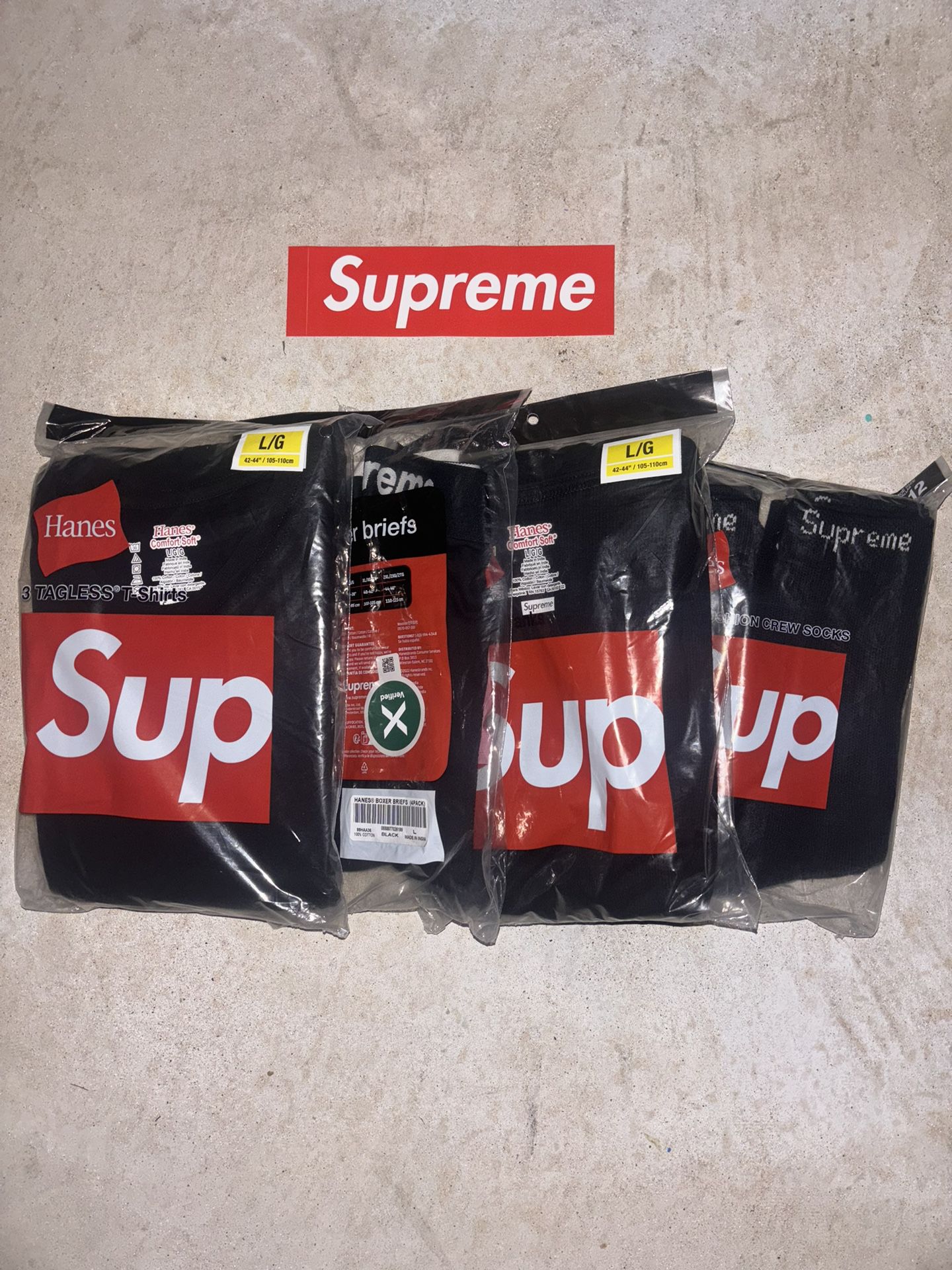 Supreme  X Hanes Black Socks Tee Shirt & Tank Bundle