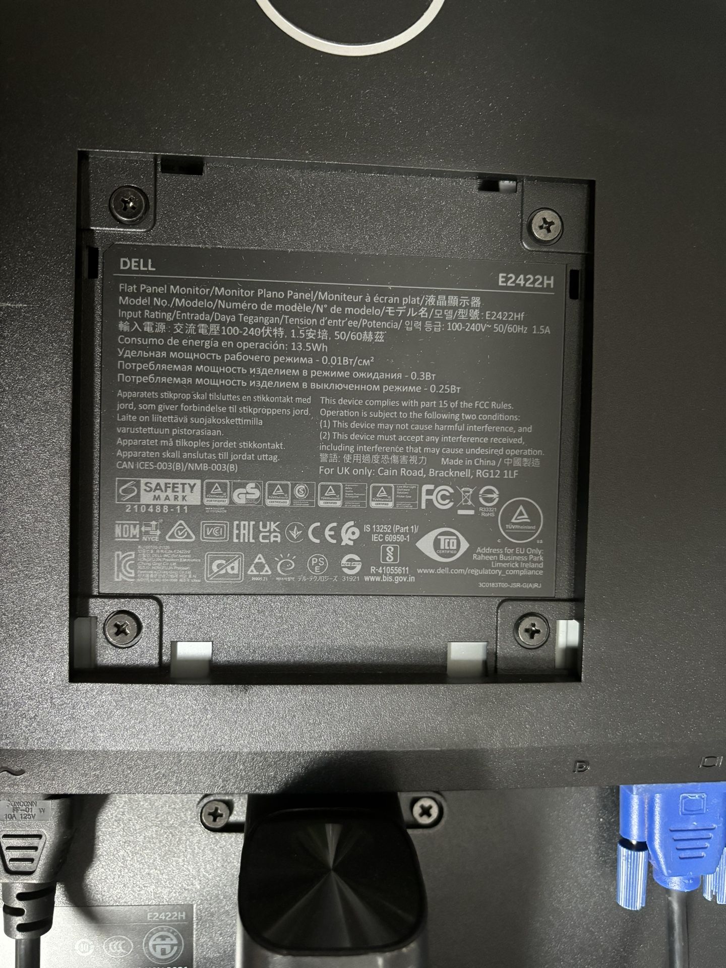 Dell Monitor 24” E2422H 1920x1080 Year 2021