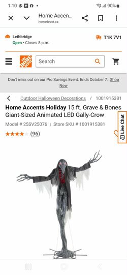 New home accents holiday 15 ft grave & bones giant- size animated led gally-crow
