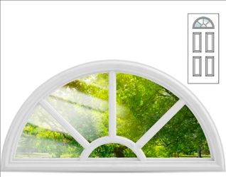 22" x 10" Half Round Entry Door Glass Insert – White – 5 Lite